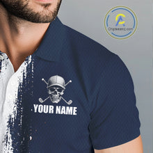 Load image into Gallery viewer, Personalized Skull Eagle Mens Golf Polo Shirt American Flag Patriotic Golf Shirt Custom Name 