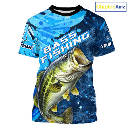 Bass Fishing Shirts Short Sleeve For Men, Ice Fishing Shirts Short Sleeve, Largemouth Bass Long Sleeve Fishing Gift NHT1388