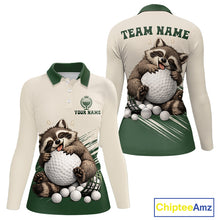 Load image into Gallery viewer, Custom Green Raccoon Golf Jersey For Womens, Custom Name Funny Golf Top For Team NHT935