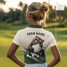 Load image into Gallery viewer, Custom Green Raccoon Golf Jersey For Womens, Custom Name Funny Golf Top For Team NHT935
