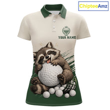 Load image into Gallery viewer, Custom Green Raccoon Golf Jersey For Womens, Custom Name Funny Golf Top For Team NHT935
