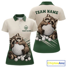 Load image into Gallery viewer, Custom Green Raccoon Golf Jersey For Womens, Custom Name Funny Golf Top For Team NHT935
