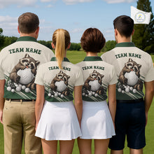 Load image into Gallery viewer, Custom Green Raccoon Golf Jersey For Womens, Custom Name Funny Golf Top For Team NHT935
