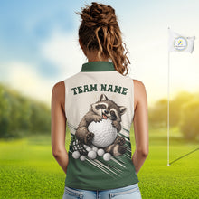 Load image into Gallery viewer, Custom Green Raccoon Golf Jersey For Womens, Custom Name Funny Golf Top For Team NHT935