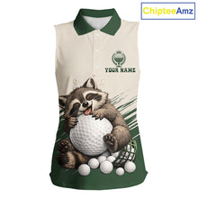 Load image into Gallery viewer, Custom Green Raccoon Golf Jersey For Womens, Custom Name Funny Golf Top For Team NHT935
