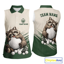 Load image into Gallery viewer, Custom Green Raccoon Golf Jersey For Womens, Custom Name Funny Golf Top For Team NHT935