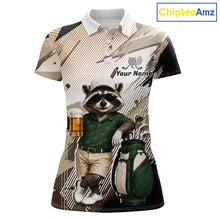 Load image into Gallery viewer, Custom Beige Funny Raccoon Golf Team Shirt For Womens, Golf Jersey Polo Shirt Outfit NHT937
