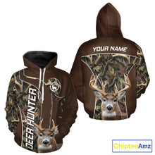 Load image into Gallery viewer, Brown Camo Deer Hunting Shirt, Deer Hunting Custom Name Camouflage Hunting Clothes NHT239