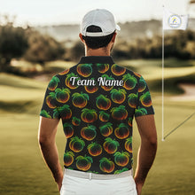 Load image into Gallery viewer, Funny Neon Colorful Peach In Dark Golf Men's Polo Shirt, Funny Fruit Pattern Polo Top NHT578