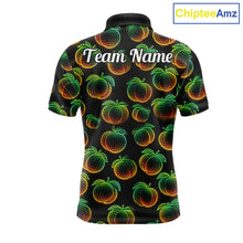 Load image into Gallery viewer, Funny Neon Colorful Peach In Dark Golf Men's Polo Shirt, Funny Fruit Pattern Polo Top NHT578