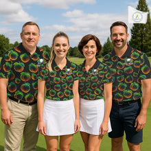 Load image into Gallery viewer, Funny Neon Colorful Peach In Dark Golf Men's Polo Shirt, Funny Fruit Pattern Polo Top NHT578