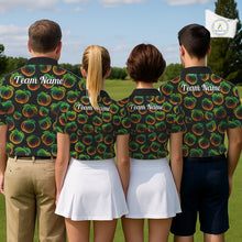 Load image into Gallery viewer, Funny Neon Colorful Peach In Dark Golf Men's Polo Shirt, Funny Fruit Pattern Polo Top NHT578