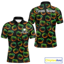 Load image into Gallery viewer, Funny Neon Colorful Peach In Dark Golf Men's Polo Shirt, Funny Fruit Pattern Polo Top NHT578