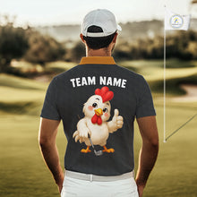 Load image into Gallery viewer, Funny Chicken Golf Polo Shirt Personalized Custom Name Rooster Golfer Polo For Men NHT946