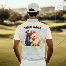 Load image into Gallery viewer, Funny chicken golf polo shirt personalized custom name blue golf polo for men