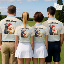 Load image into Gallery viewer, Funny Chicken Golf Polo Shirt Personalized Custom Name Blue Golf Polo For Men NHT949