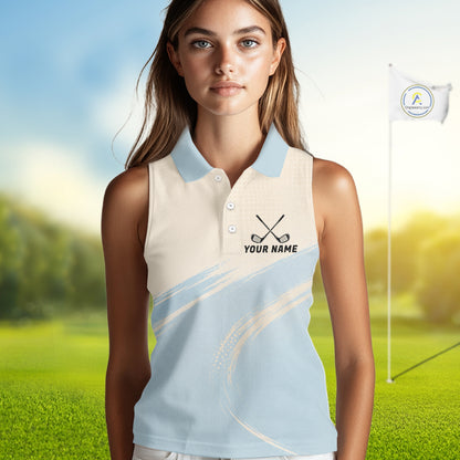 Funny Chicken Womens Sleeveless Golf Polo Shirt Personalized Custom Name Blue Golf Polo For Womens NHT949