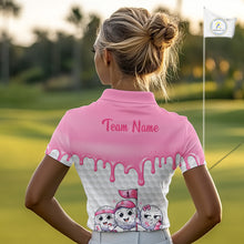 Load image into Gallery viewer, Funny Pink Ribbons Breast Cancer Awareness Womens Golf Ball Polo Shirts Custom Golf Apparel For Womens NHT795