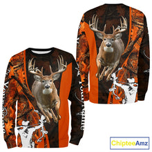 Load image into Gallery viewer, Orange Bow hunting Deer Camouflage Personalized Hunting Shirt, Hoodie Hunting Shirt For Men NHT318