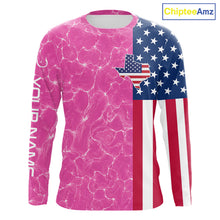 Load image into Gallery viewer, Texas Fishing Shirt Pink American Flag Men's Long Sleeve Fishing Apparel 