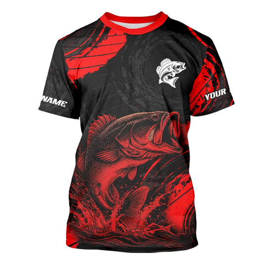 Personalized Bass Fishing Jerseys, Bass Fishing Shirt| Red NHT382