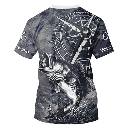 Personalized Bass Performance Fishing Shirts , Bass Compass Tournament Shirts NHT389