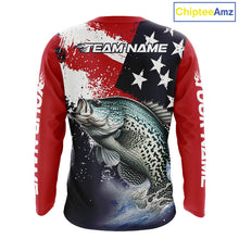 Load image into Gallery viewer, Personalized Crappie Fishing Jerseys, Custom American Flag Crappie Fishing Shirts Long Sleeve NHT491