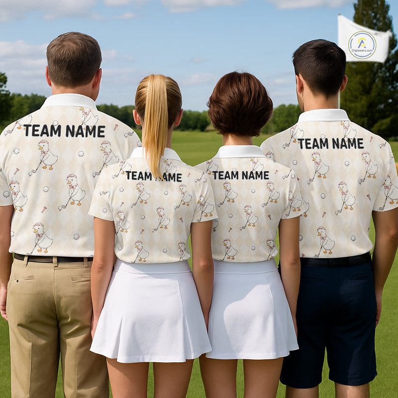 Personalized Argyle Funny Duck Pattern Polo Shirt - Custom Golf Team Gift NHT1008
