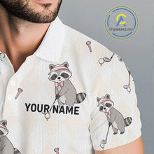 Load image into Gallery viewer, Personalized Funny Argyle Raccoon Pattern Polo Shirt - Custom Golf Team Gift