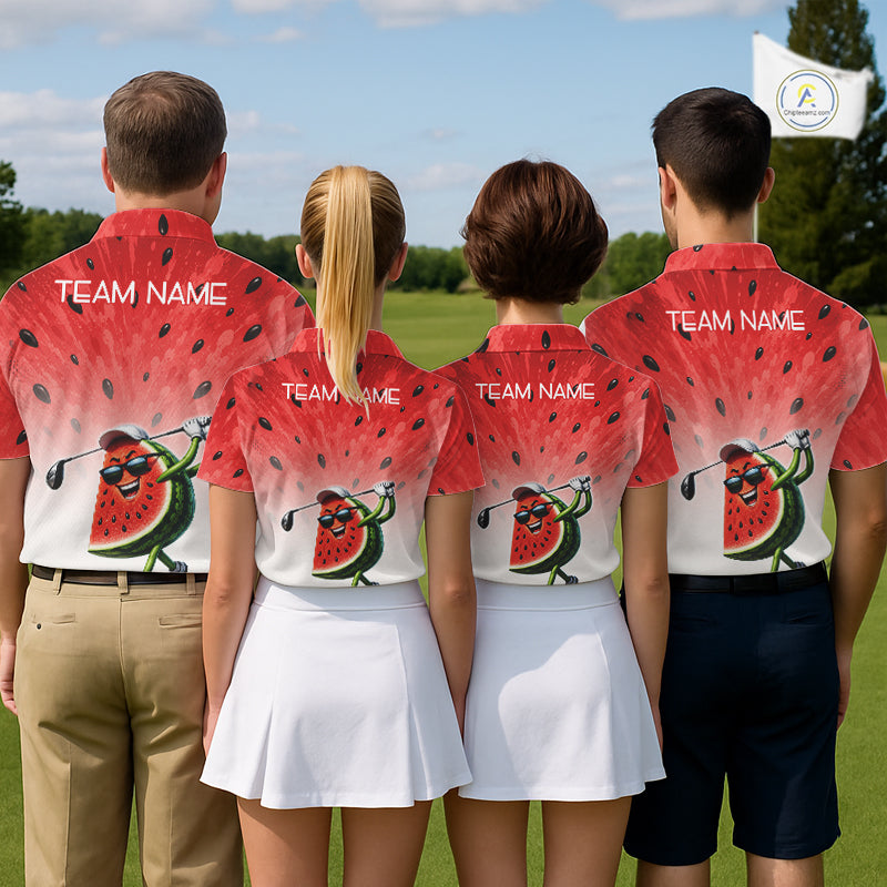 Custom Name Team Name Watermelon Womens Golf Polo Shirt - Funny Cartoon Golf Clothing NHT1175