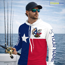 Load image into Gallery viewer, Texas Slam Long Sleeve Hooded Jersey With Redfish, Trout &amp; Flounder Texas Saltwater Fishing Shirt For Men 