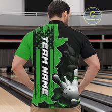 Load image into Gallery viewer, Men's Custom Bowling Tournament Polo Shirt &amp; 1/4 Zip – Personalized Team Bowling Jersey| Green NHT1197