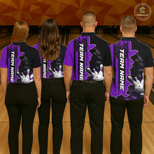 Load image into Gallery viewer, Men's Custom Bowling Tournament Polo Shirt &amp; 1/4 Zip – Personalized Team Bowling Jersey| Purple NHT1198