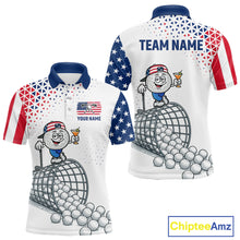 Load image into Gallery viewer, Funny Custom Patriotic Mens Golf Polo Shirt, Personalized Drinking Golf Jersey, Custom Golf Outfit For Family Team Shirt NHT700