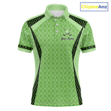 Load image into Gallery viewer, Custom Men's Mint Green Golf Polo, Personalized Geometric Pattern Golf Shirt With Name, Gift For Golfer NHT702