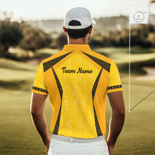 Load image into Gallery viewer, Custom Mens Beer Bubbles Golf Polo Shirt, Personalized Yellow Beer Themed Golf Jersey With Name, Gift For Golfer NHT703