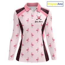 Load image into Gallery viewer, Custom  Womens Flamingo Golf Polo, Personalized Pink Flamingo Golf Shirt With Name, Gift For Golfer NHT705