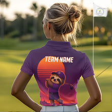 Load image into Gallery viewer, Personalized Sloth Golf Shirt - Retro Sunset Womens Golf Polo Shirt NHT1037
