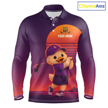 Load image into Gallery viewer, Personalized Duck Golf Shirt - Retro Sunset Golf Polo Shirt For Men