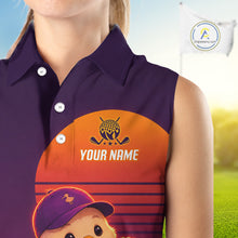 Load image into Gallery viewer, Personalized Duck Golf Shirt - Retro Sunset Womens Sleeeveless Golf Polo Shirt 