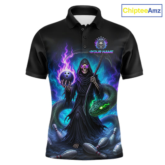 Men's Grim Reaper bowling shirt – custom personalized team bowling jersey front view