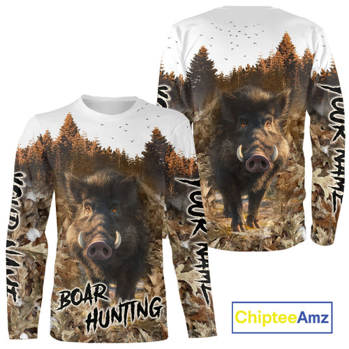 Beautiful Wild Boar Hunting Camouflage Custom Name Shirts for Hunter Gift For Hunter NHT102