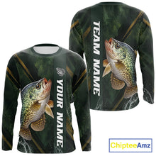 Load image into Gallery viewer, Personalized Crappie Fishing Jersey – Green Angler Shirt Custom Name, Fishing Gift For Men NHT875