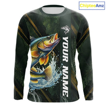 Load image into Gallery viewer, Personalized Walleye Fishing Jersey – Green Angler Shirt Custom Name, Fishing Gift For Men NHT876