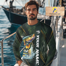 Load image into Gallery viewer, Personalized Walleye Fishing Jersey – Green Angler Shirt Custom Name, Fishing Gift For Men NHT876