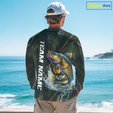 Load image into Gallery viewer, Personalized Walleye Fishing Jersey – Green Angler Shirt Custom Name, Fishing Gift For Men NHT876