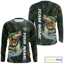 Load image into Gallery viewer, Personalized Walleye Fishing Jersey – Green Angler Shirt Custom Name, Fishing Gift For Men NHT876