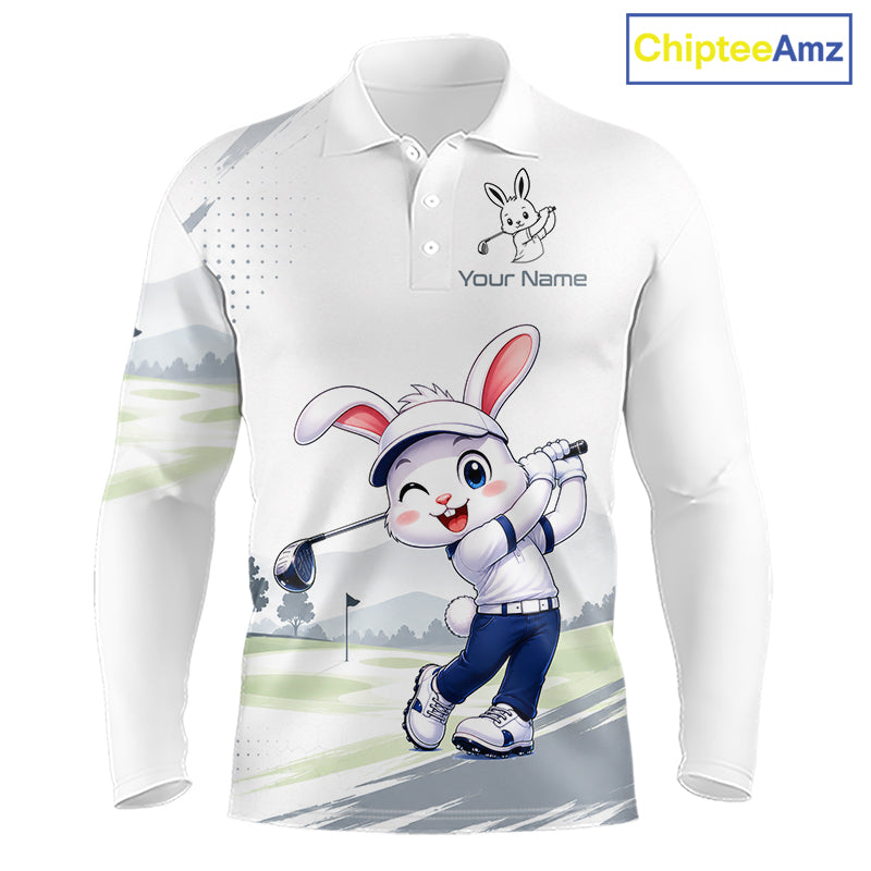 Custom Bunny Golf Polo Shirt – Personalized Rabbit Golf Shirt, Funny Golfer Gift For Men 