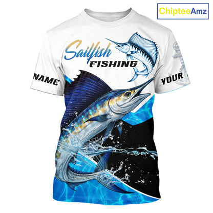 Custom Sailfish Saltwater Custom Tuna Saltwater Fishing T-Shirt Designed For Deep Sea Anglers NHT1356