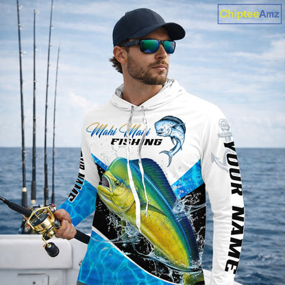Custom Mahi Mahi Saltwater Fishing Shirts Long Sleeve Hooded Designed For Deep Sea Anglers NHT1357